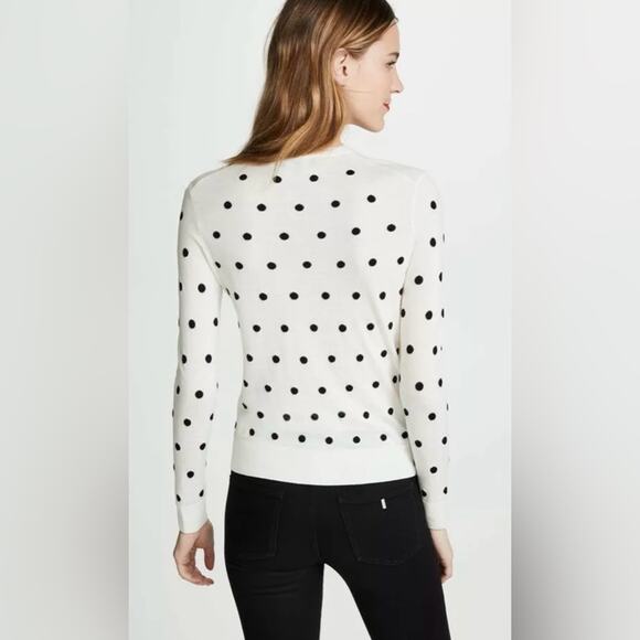 Theory Crewneck Polka Dot Merino Wool Sweater Ivory and Black Size Small - Picture 3 of 9
